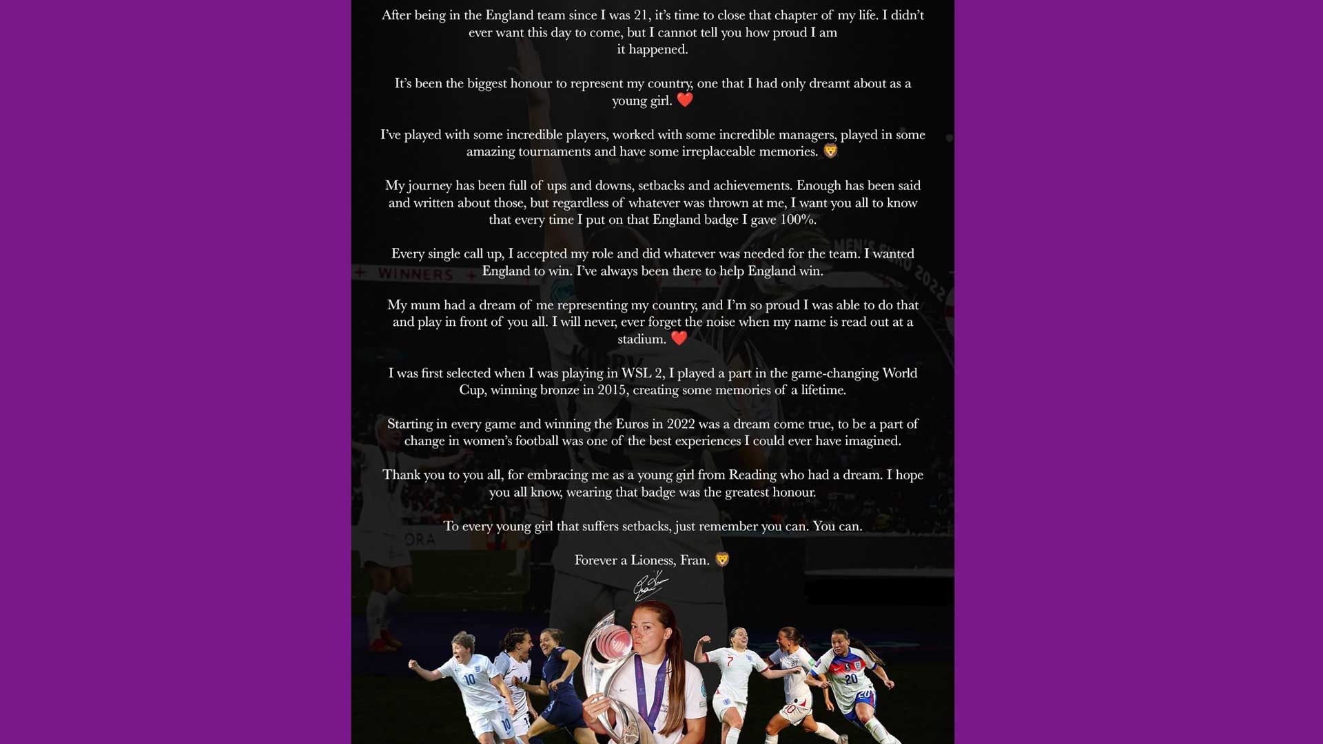 Fran Kirby anuncia su retiro de la Selección de Inglaterra: “Es hora de cerrar este capítulo”